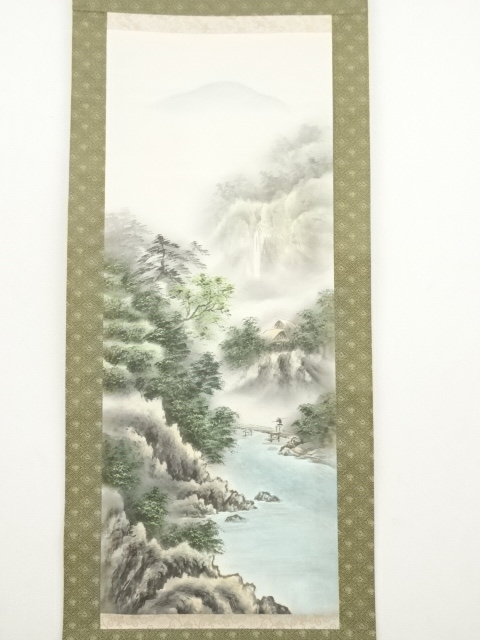 道具 ] - 道具 加藤進筆 彩色山水 肉筆絹本掛軸（共箱） | ネット